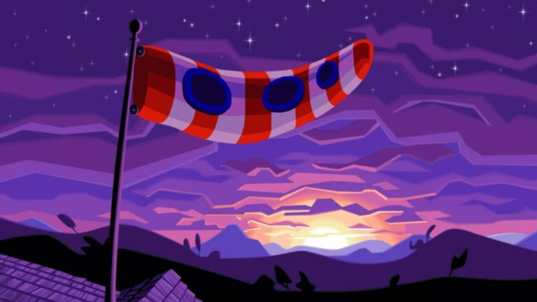 DOTT: Tentacle flag in the foreground of a sunset