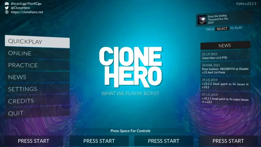 Clone Hero Menu