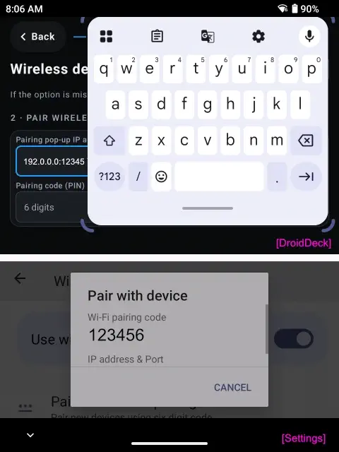 DroidDeck floating keyboard
